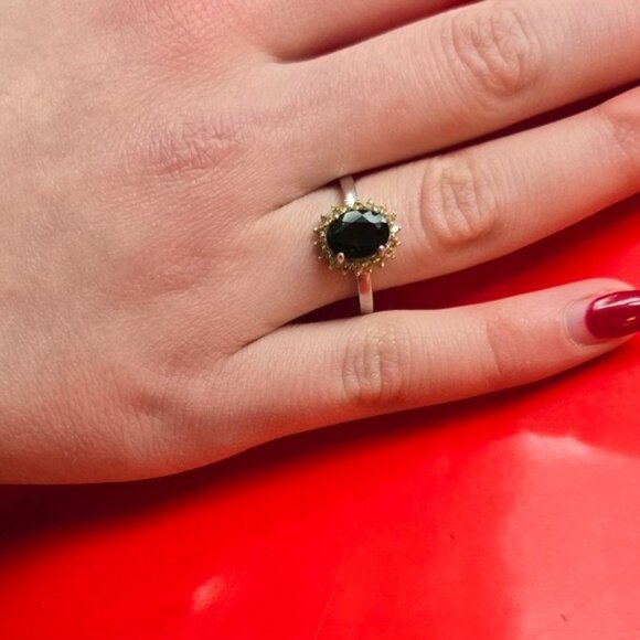 925 Sterling Silver Ring with Naturatl Chrome Diopside & Sapphire Gems - Picture 8 of 10